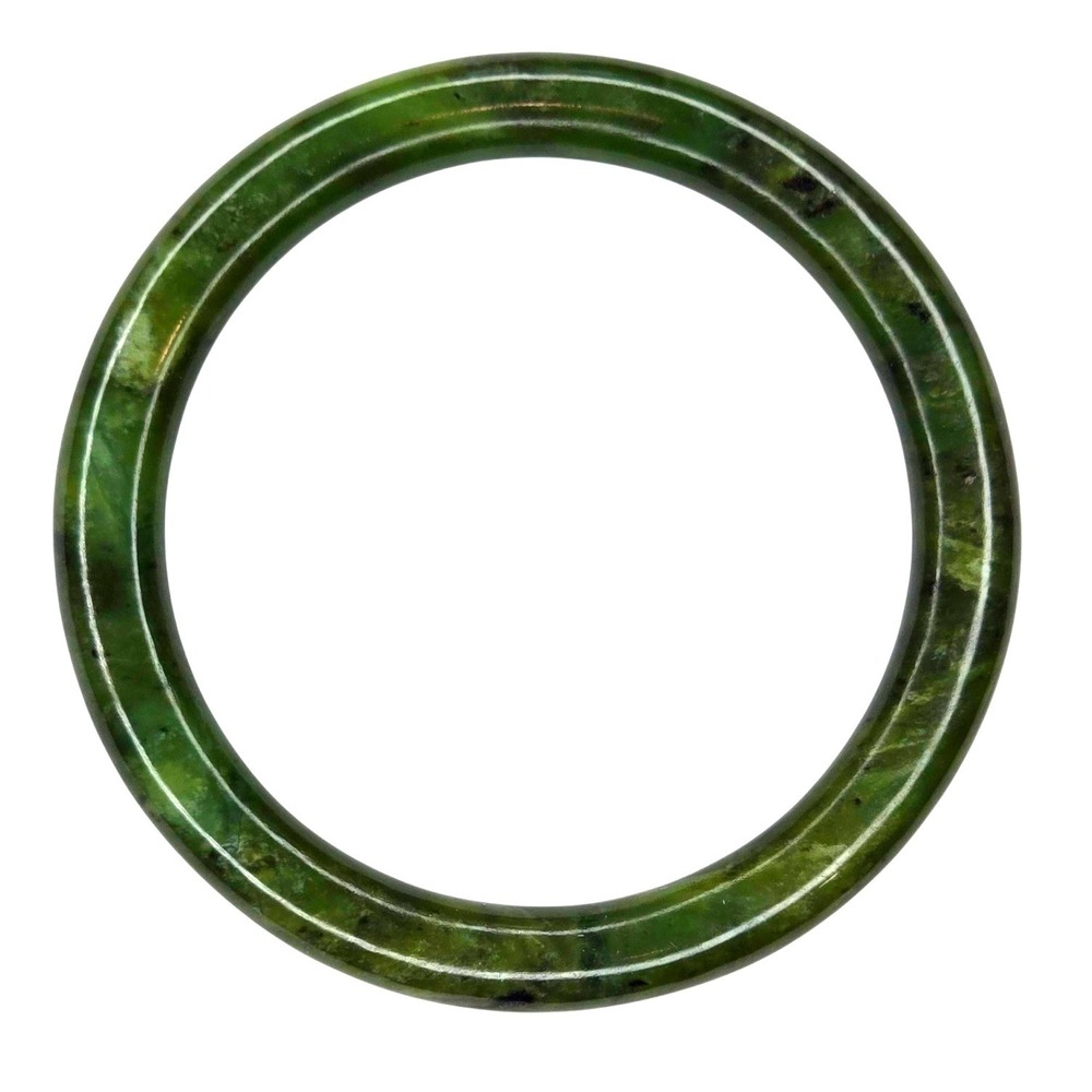 Vintage Bangle Bracelet Serpentine 7.25in Green Natural Stone Polished Solid